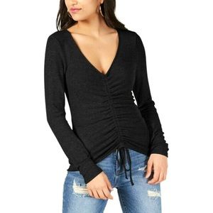 Guess Black Ruched Front Long Sleeve